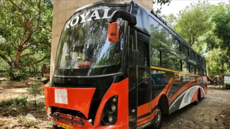 Seized Private Bus At The Rani Bagh Police Station In New Delhi