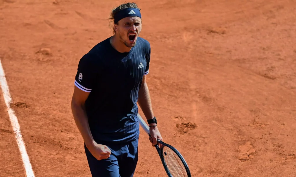 Germany's Alexander Zverev Reacts During The Final Tennis Match Against Italy's Flavio Cobolli At The French Open In Paris