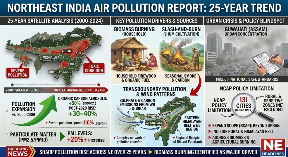 Sharp Rise In Air Pollution Across Northeast India Over Past 25 Years